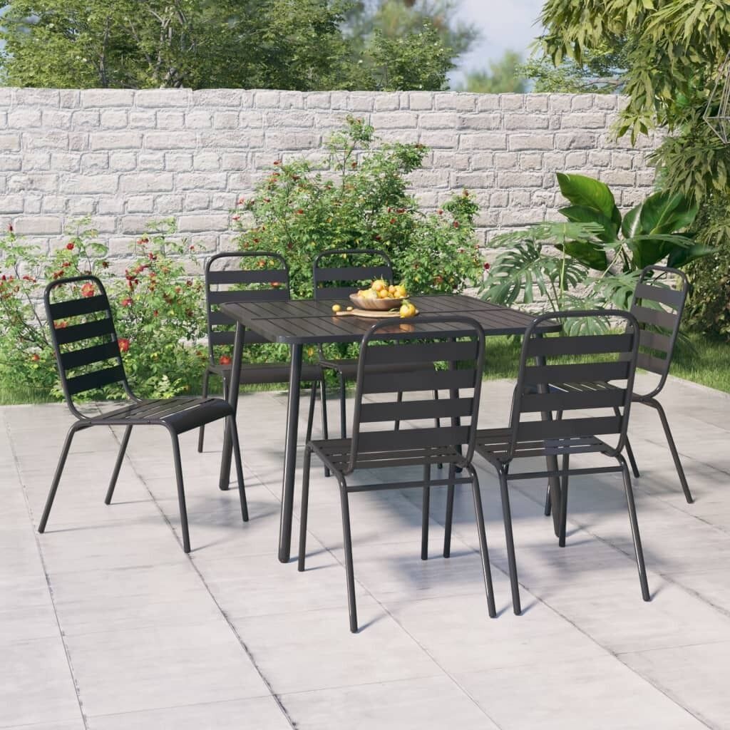 Garden Dining Set Anthracite Steel Price