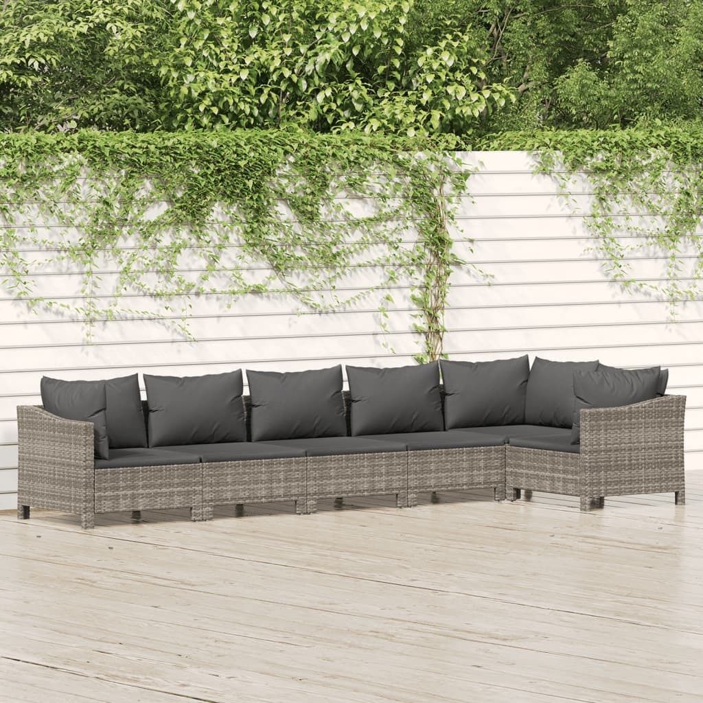 Garden Lounge Set with Cushions Grey Poly Rattan Price