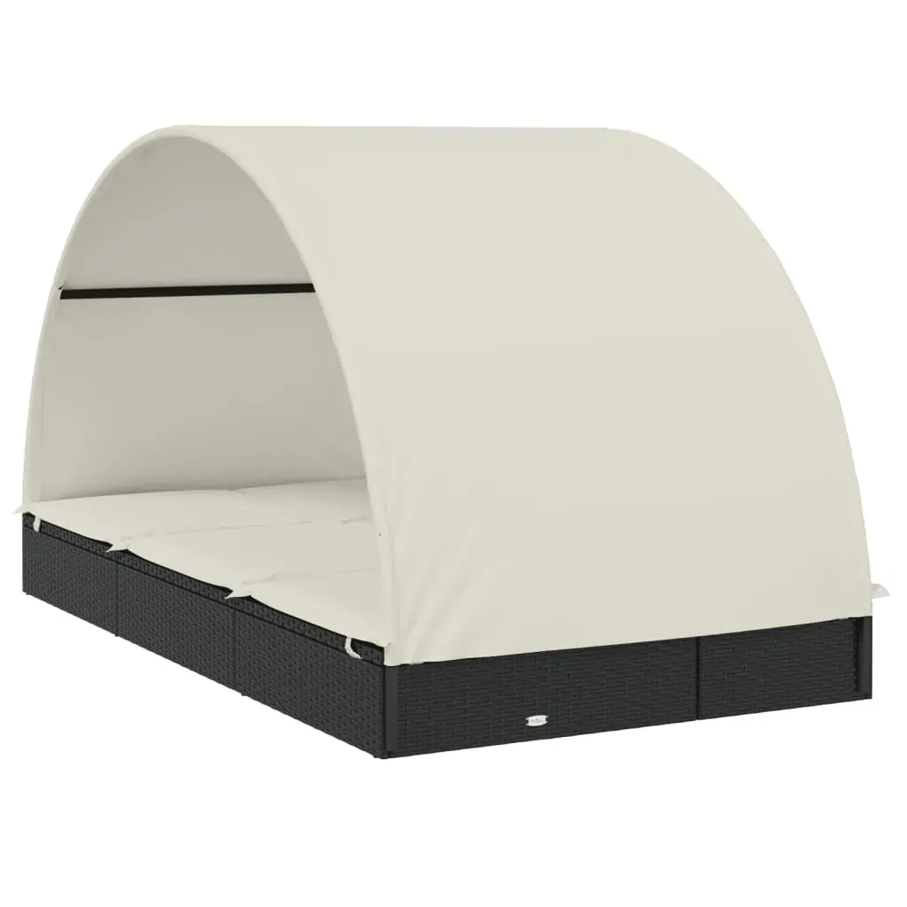 2-Person Sunbed with Round Roof 211x112x140 cm Poly Rattan Price