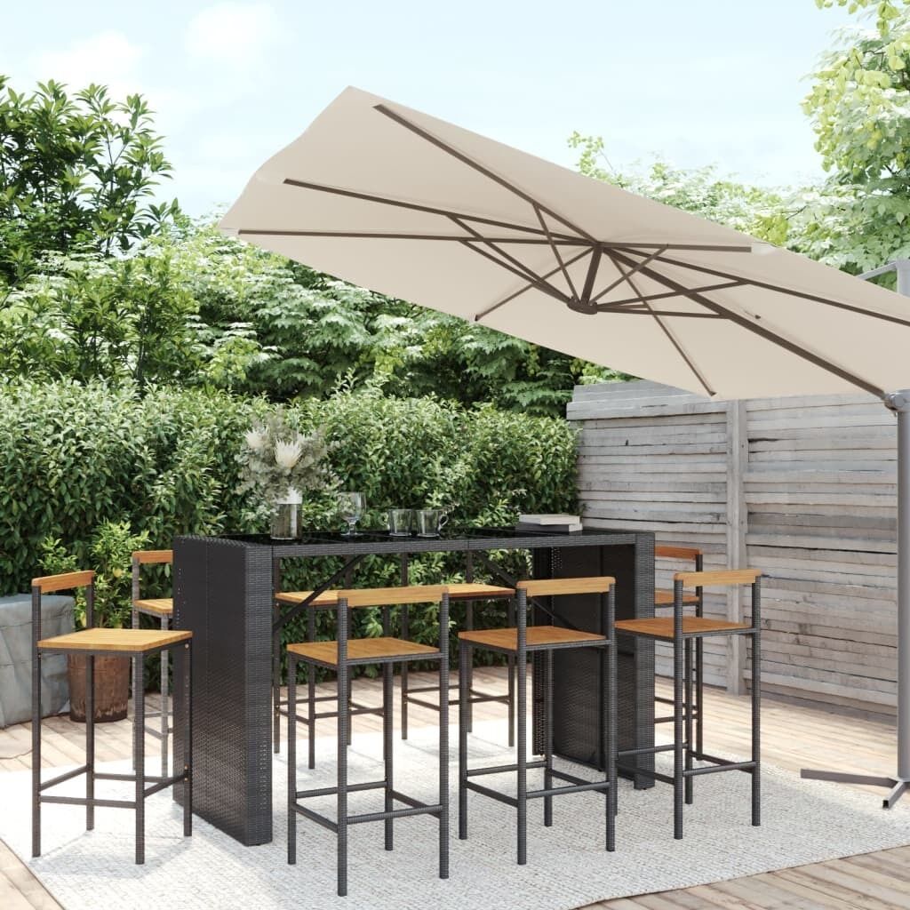 Garden Bar Set Poly Rattan& Solid Wood Acacia Price