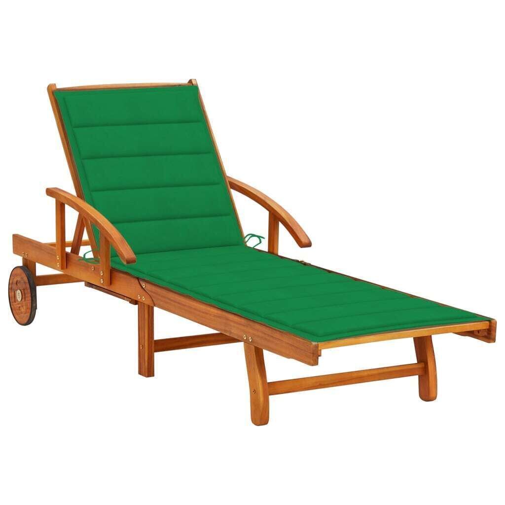 Garden Sun Lounger with Cushion Solid Acacia Wood Price