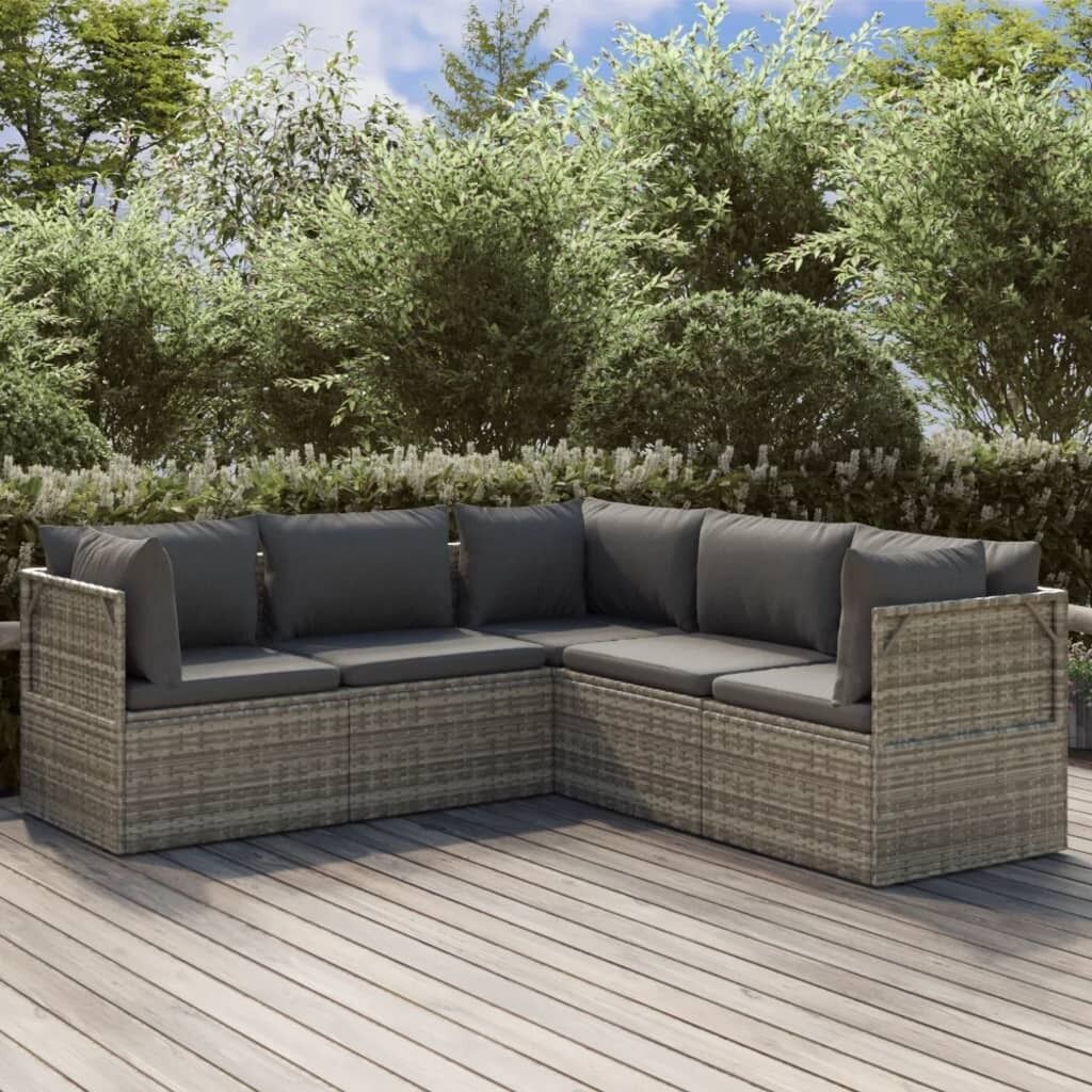 Garden Lounge Set with Cushions Grey Poly Rattan Price