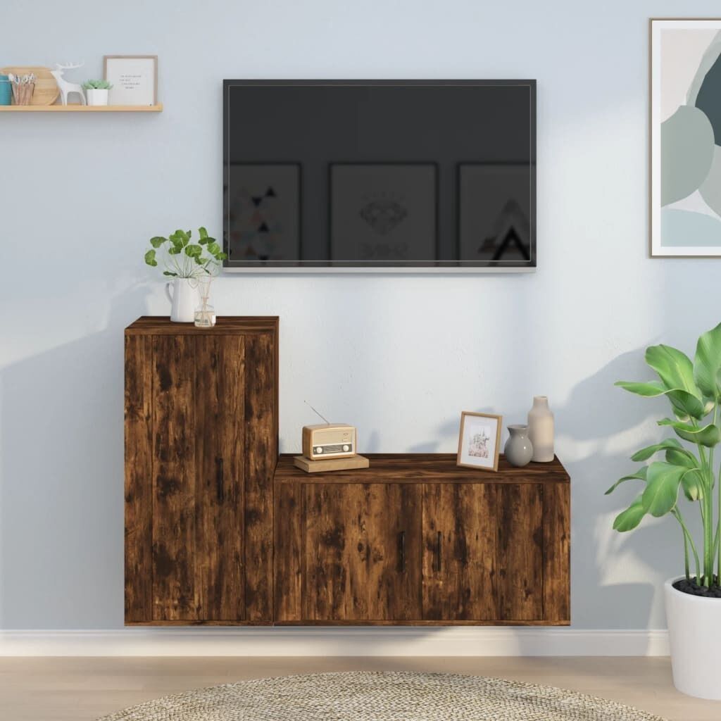 2 Piece TV Cabinet Set Engineered Wood Price