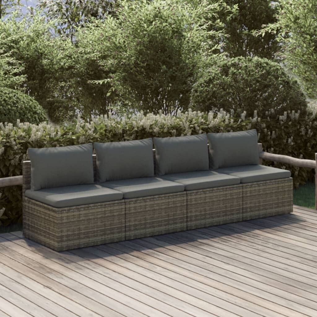 Garden Lounge Set with Cushions Grey Poly Rattan Price