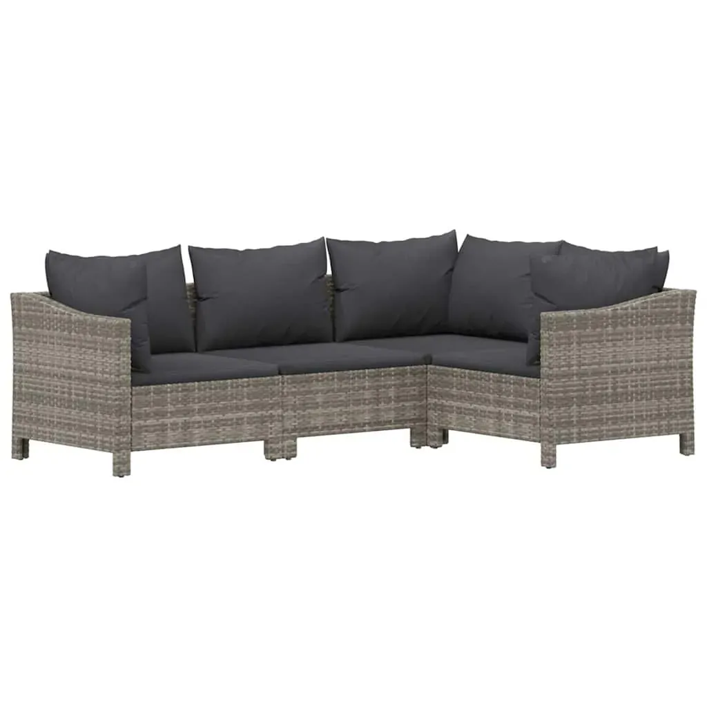 Garden Lounge Set with Cushions Grey Poly Rattan Price