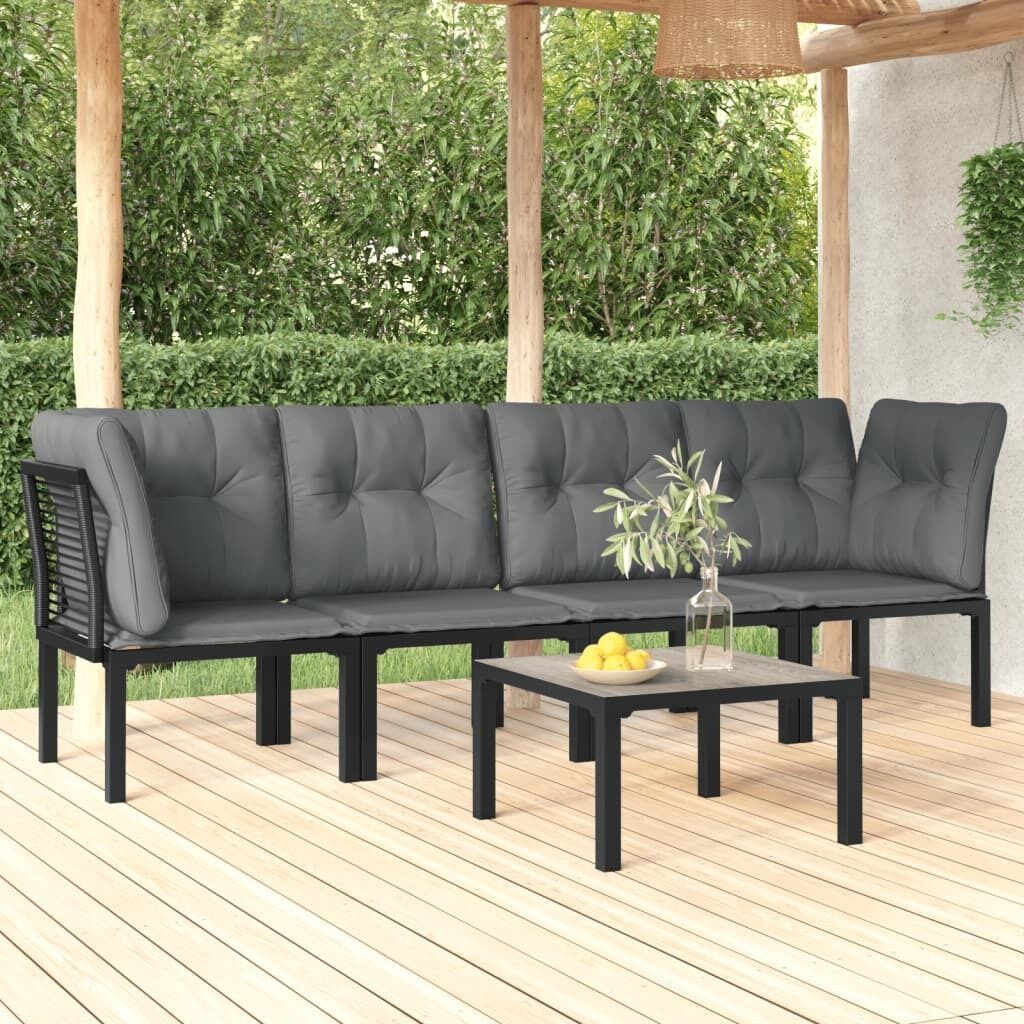 Garden Lounge Set Black and Grey Poly Rattan Price