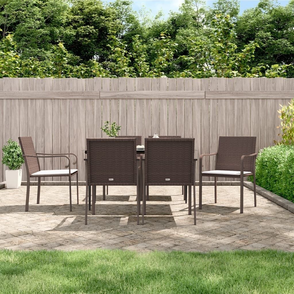 Garden Dining Set with Cushions Poly Rattan and Steel Price