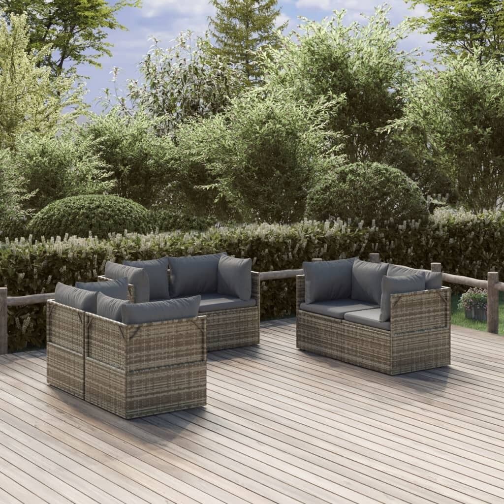Garden Lounge Set with Cushions Grey Poly Rattan Price