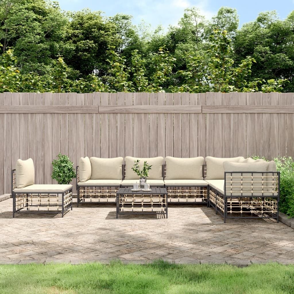 Garden Lounge Set with Cushions Anthracite Poly Rattan Price