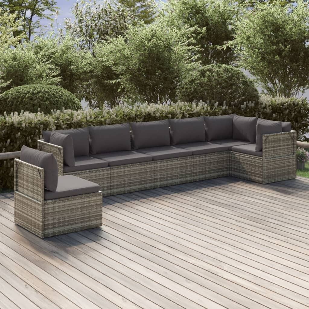 Garden Lounge Set with Cushions Grey Poly Rattan Price