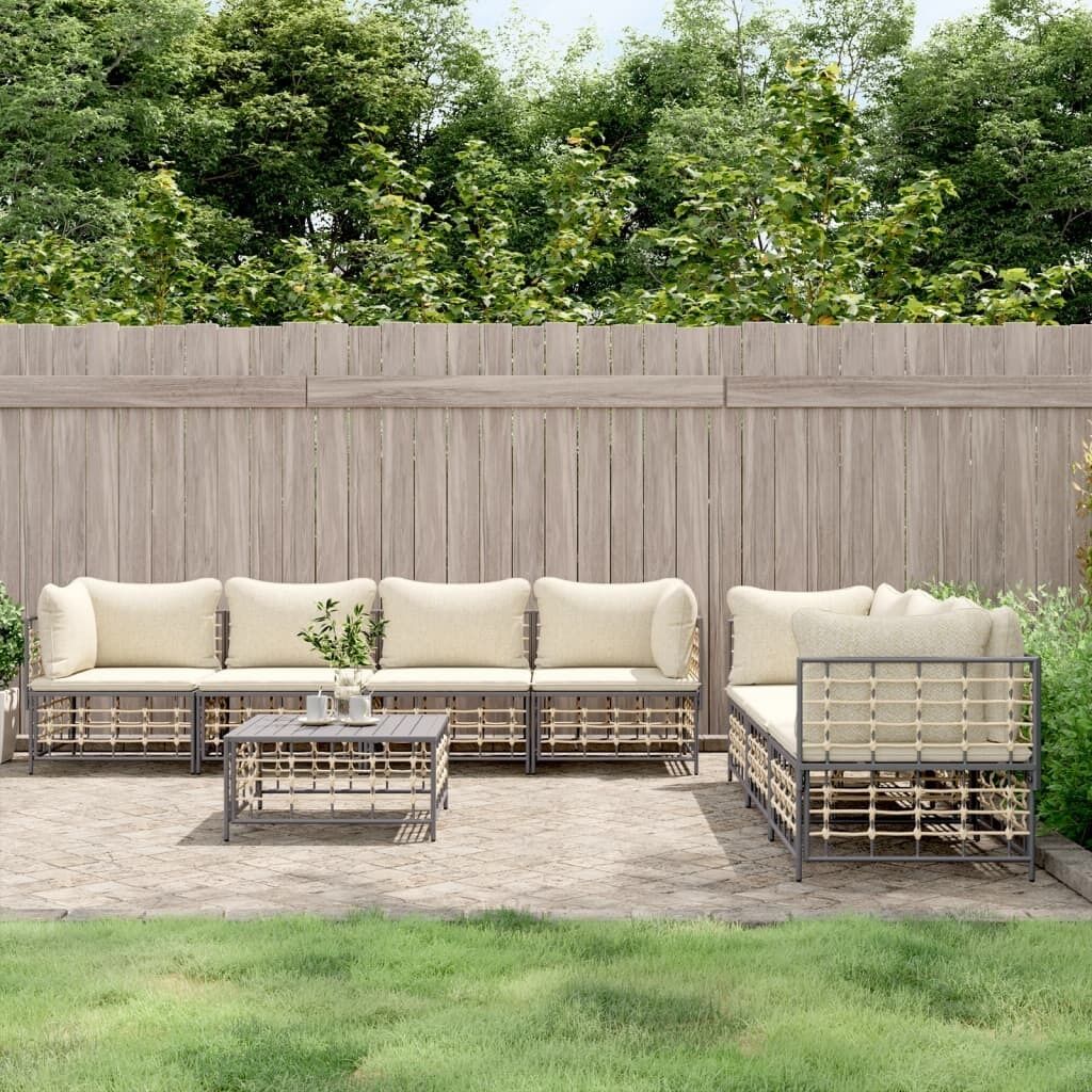 Garden Lounge Set with Cushions Anthracite Poly Rattan Price
