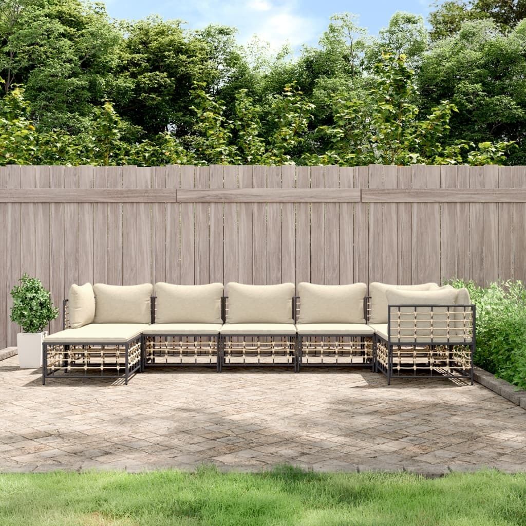 Garden Lounge Set with Cushions Anthracite Poly Rattan Price