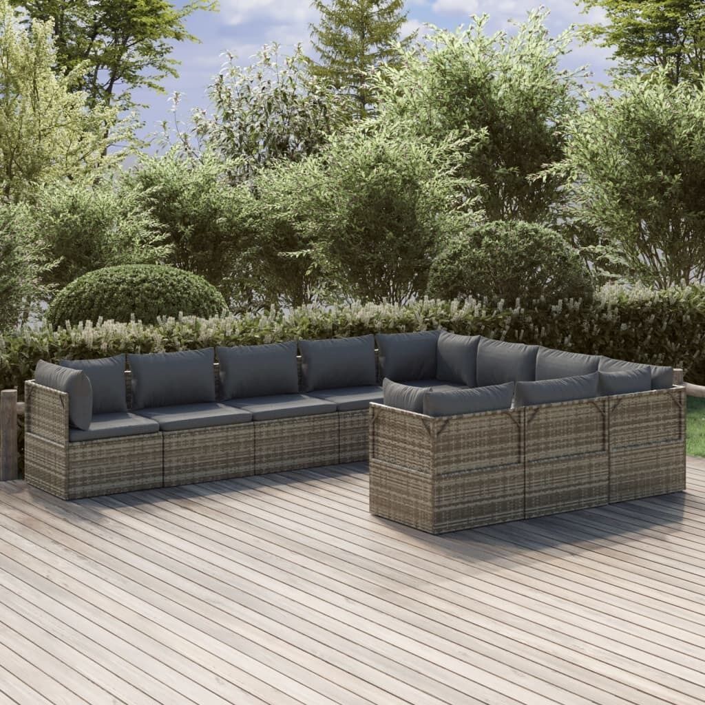 Garden Lounge Set with Cushions Grey Poly Rattan Price