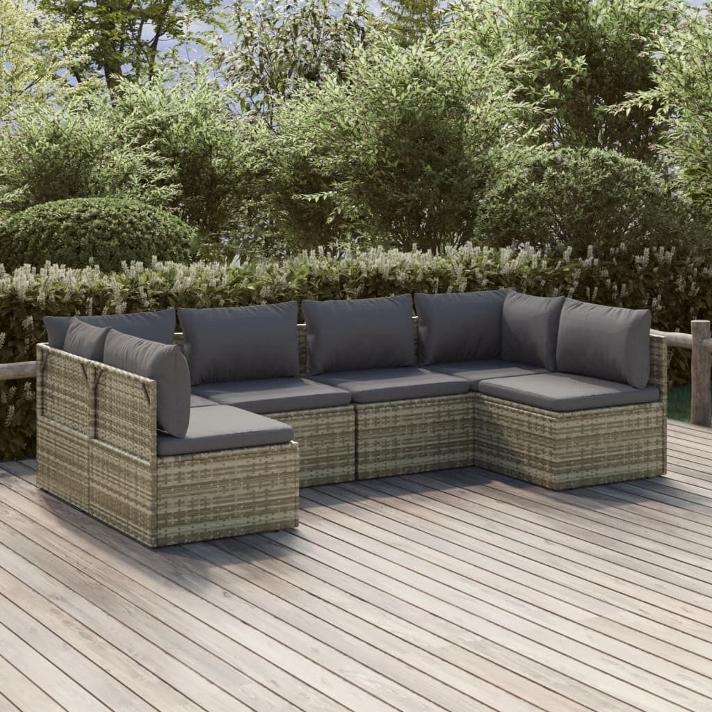 Garden Lounge Set with Cushions Grey Poly Rattan Price