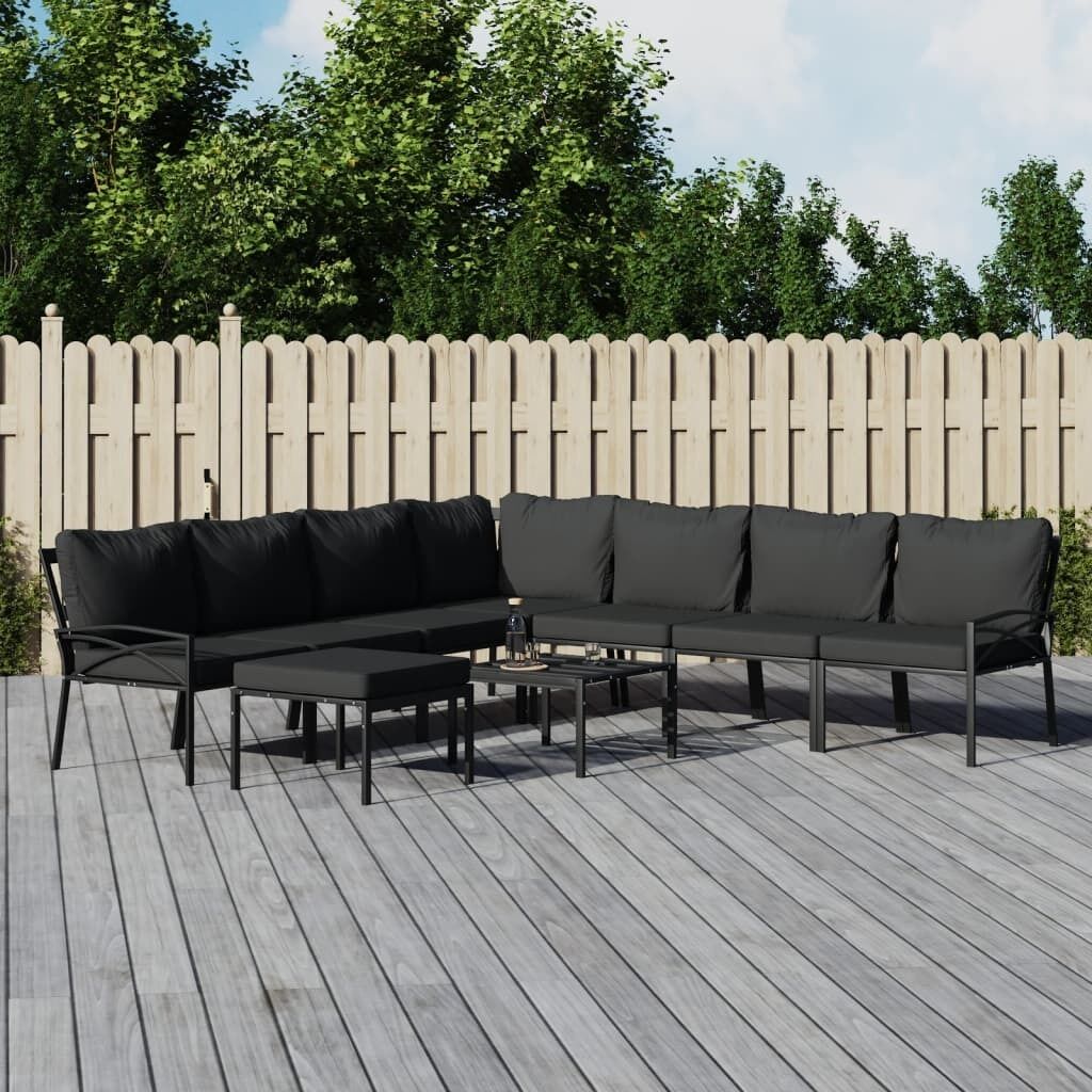 Garden Lounge Set with Grey Cushions Steel Price