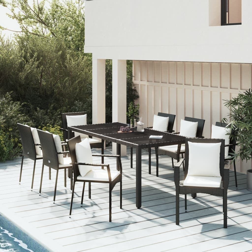 Garden Dining Set with Cushions Poly Rattan Price