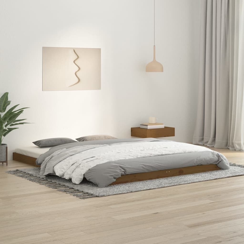 Bed Frame without Mattress White 183x203 cm King Solid Wood Pine Price