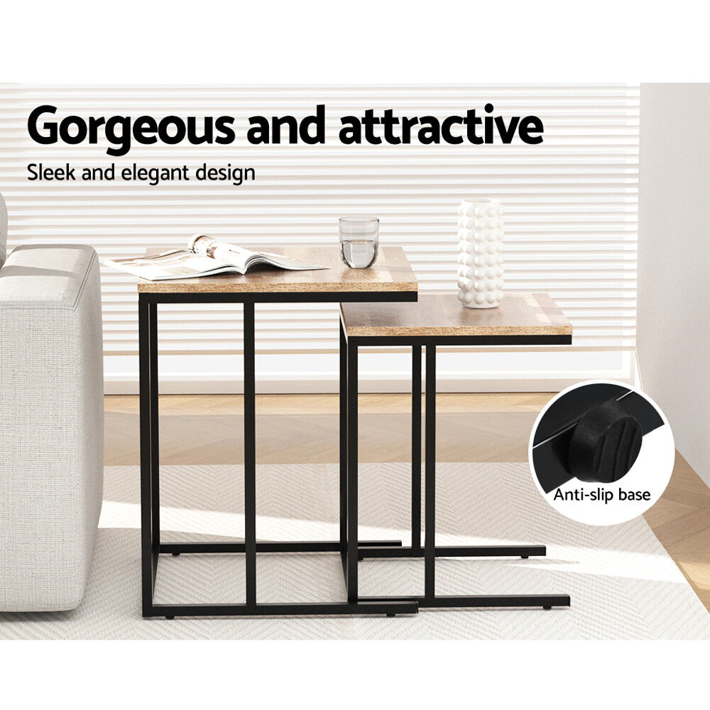 Artiss Nesting Coffee Table Sef of 2 Walnut Brok Price