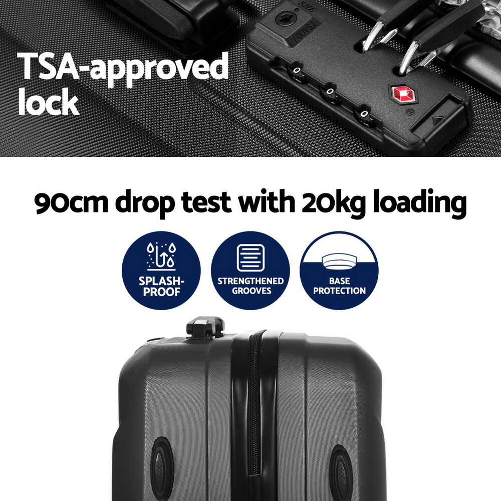 Wanderlite 2pc Luggage 12" 20" Trolley Travel Suitcase Storage Carry On TSA Lock Black Price