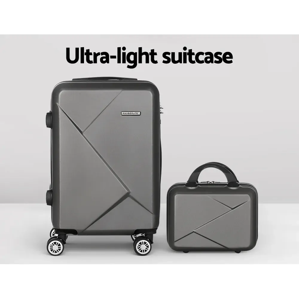 2pc Luggage 12" 20" Trolley Travel Suitcase Storage Carry On TSA Lock Dark Grey Price