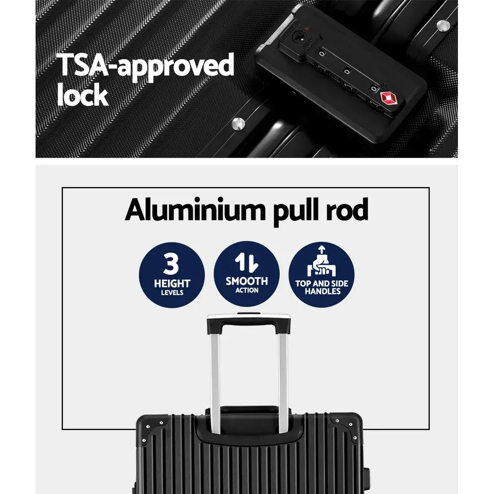28" Luggage Trolley Travel Suitcase Set TSA Hard Case Lightweight Aluminum Black Price