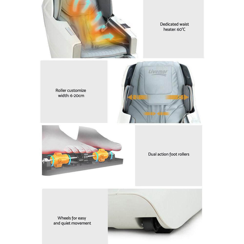 Livemor Massage Chair Electric Recliner Massager White Varitas Price