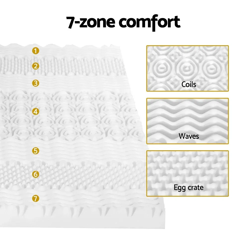 Memory Foam Mattress Topper 7-Zone Airflow Pad 8cm King White Price