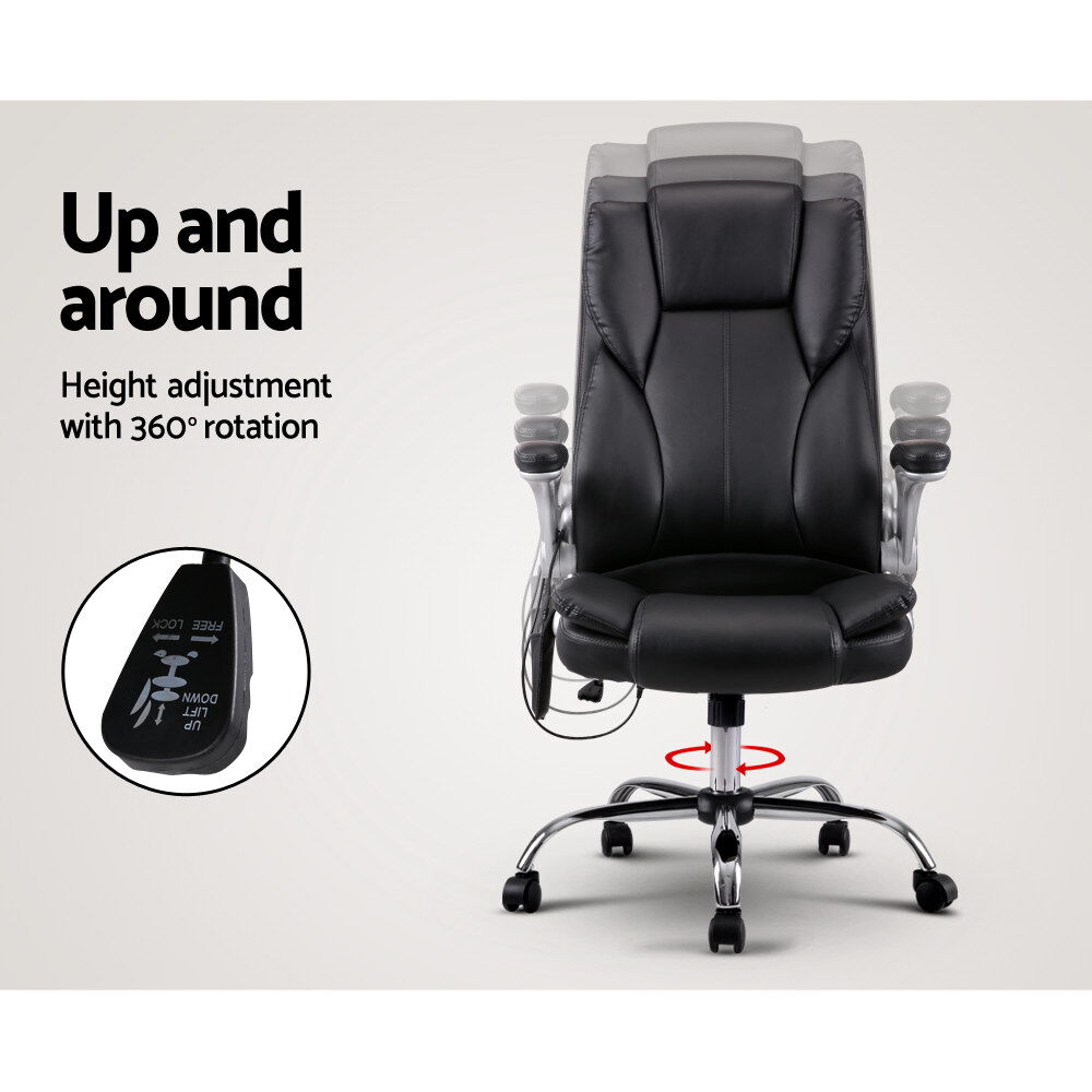 Artiss 8 Point Massage Office Chair PU Leather Black Price