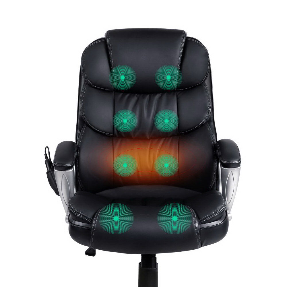Artiss 8 Point Massage Office Chair Heated Seat PU Black Price