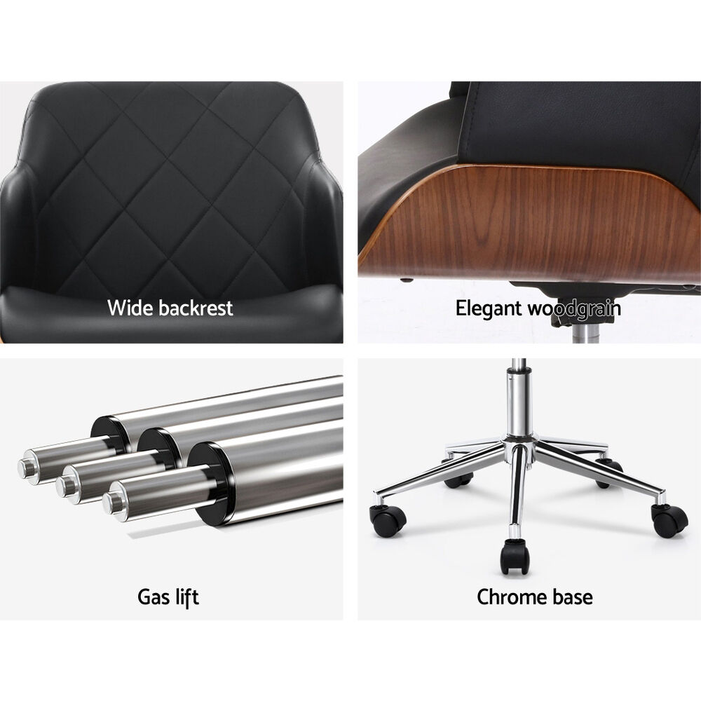 Artiss Wooden Office Chair Fabric Seat Black Price