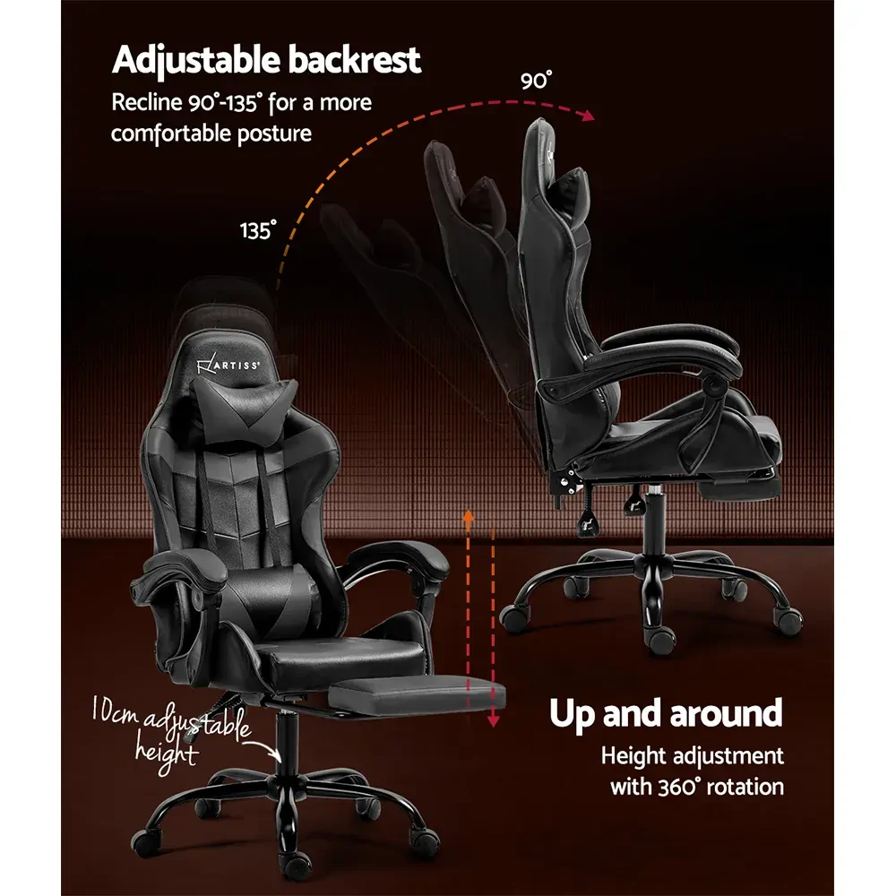 Gaming Office Chair Executive Computer Leather Chairs Footrest Grey Price