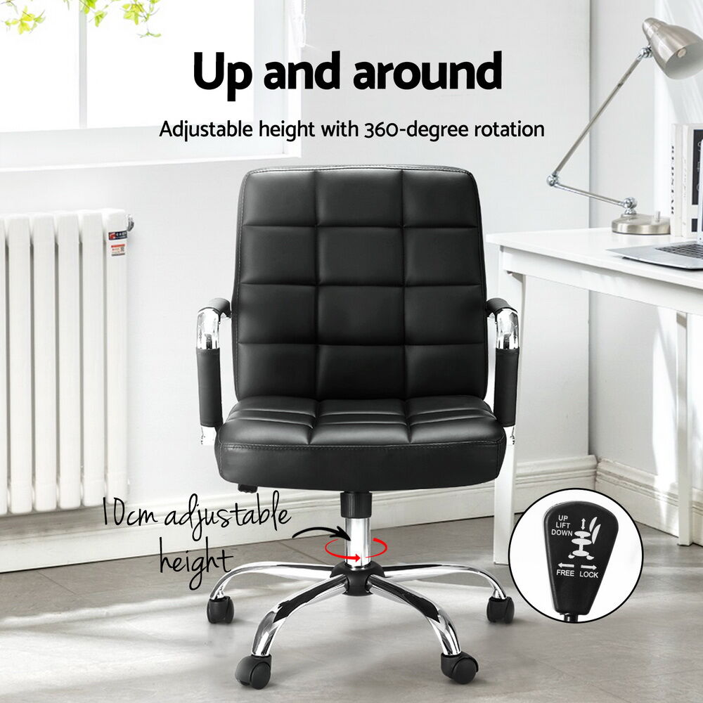 Artiss Office Chair PU Leather Mid Back Black Price