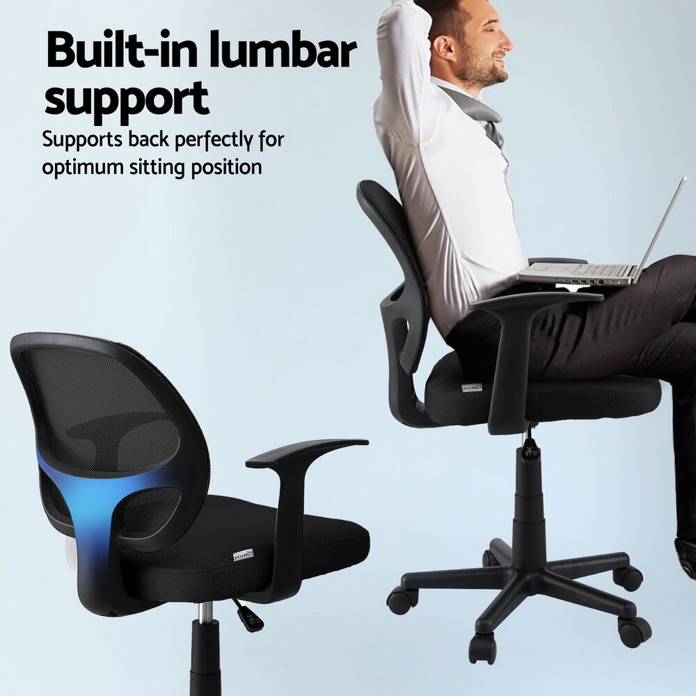 Artiss Mesh Office Chair Computer Gaming Desk Chairs Work Study Mid Back Black Price