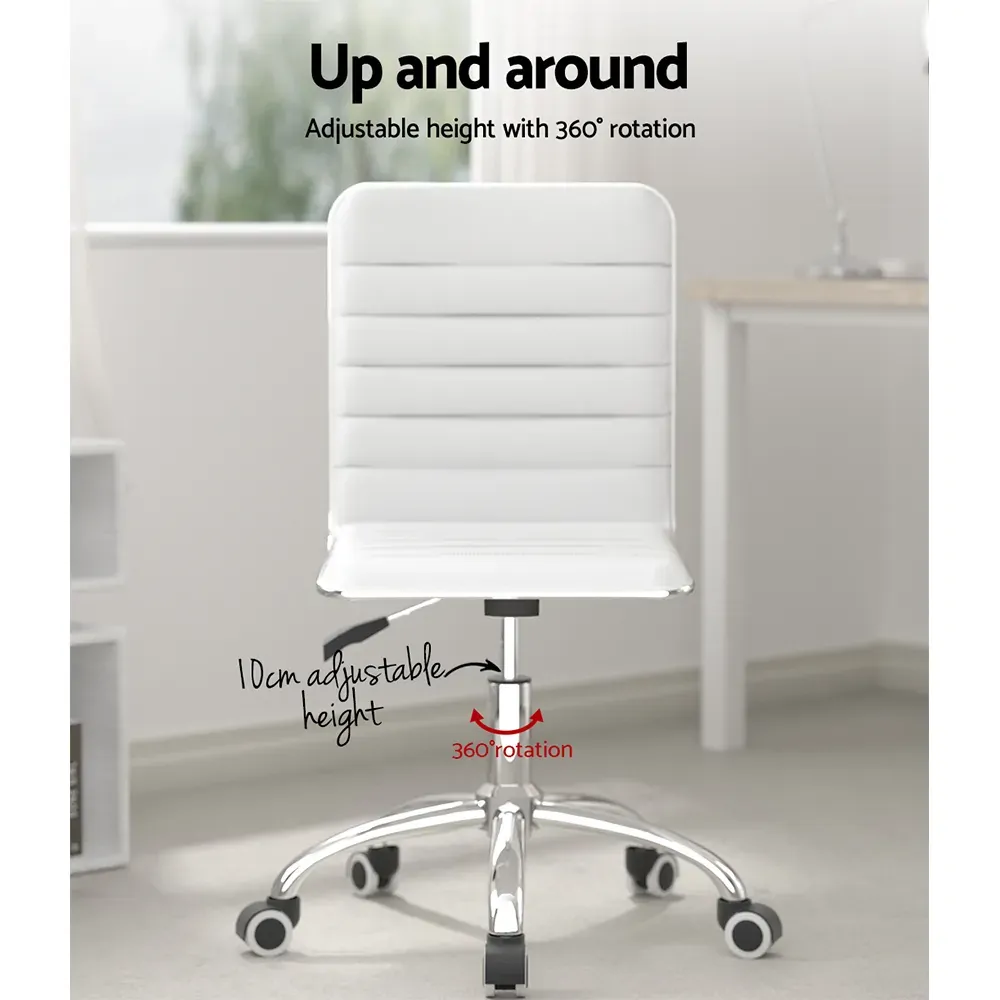 Office Chair Computer Desk Gaming Chairs PU Leather Low Back White Price
