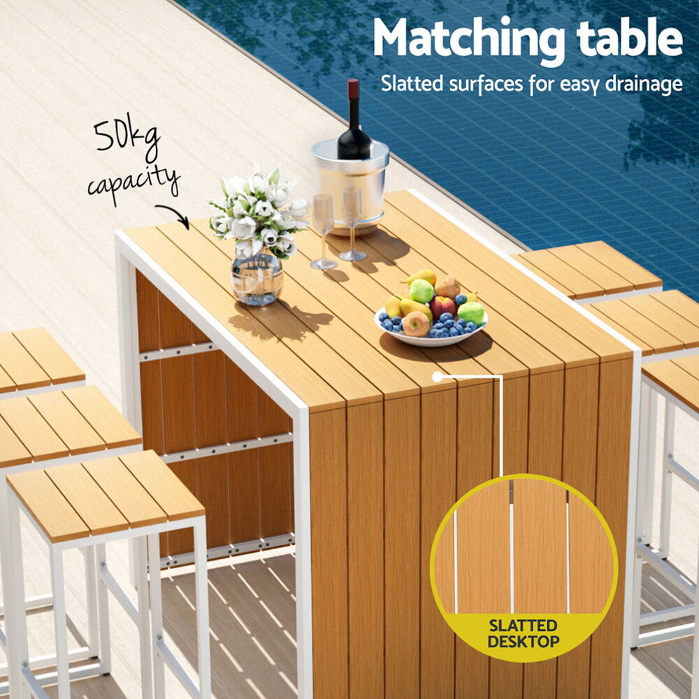 7-Piece Outdoor Bar Set Table Chairs Patio Bistro Set 6 Seater Price