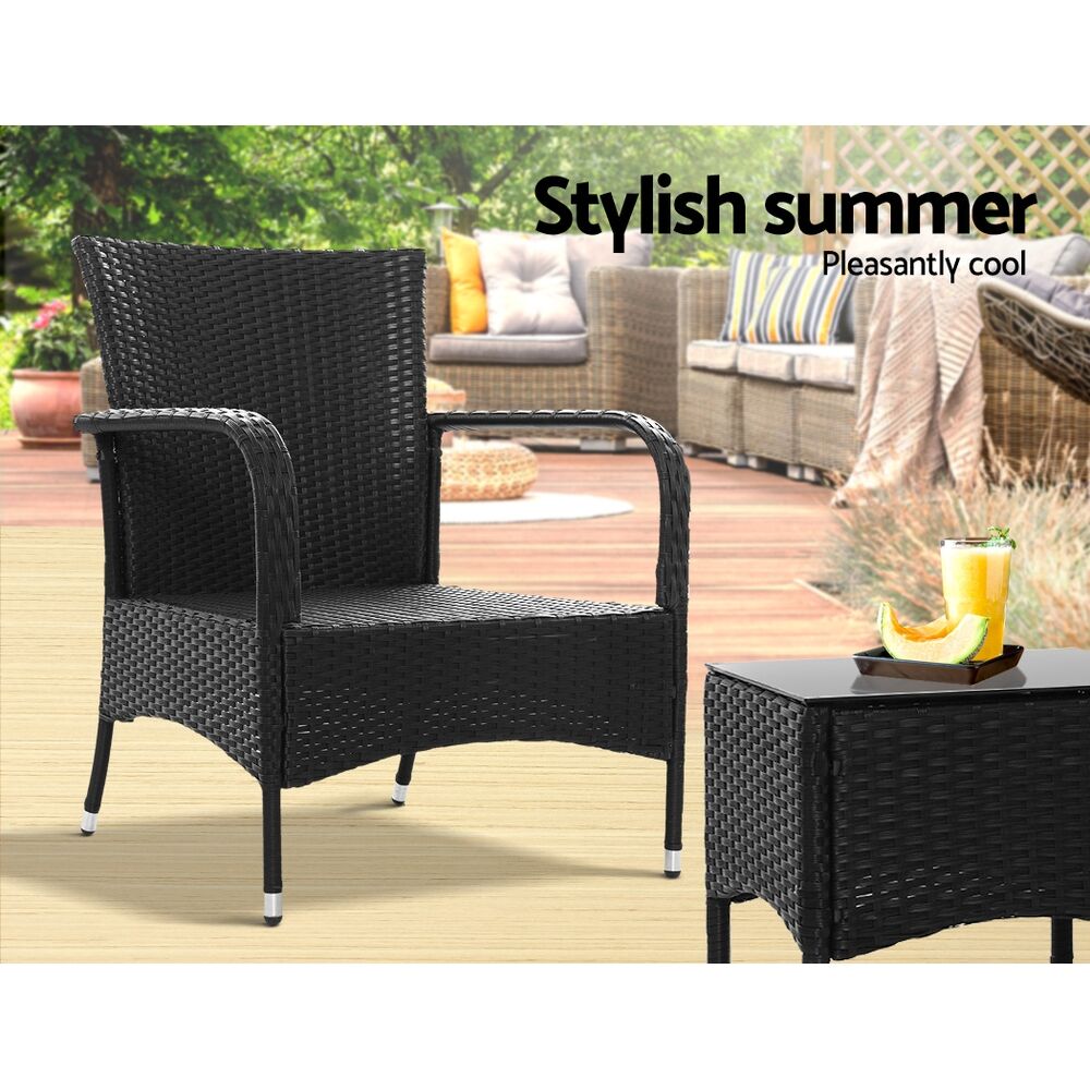 3PC Outdoor Bistro Set Patio Furniture Wicker Setting Chairs Table Luca Price