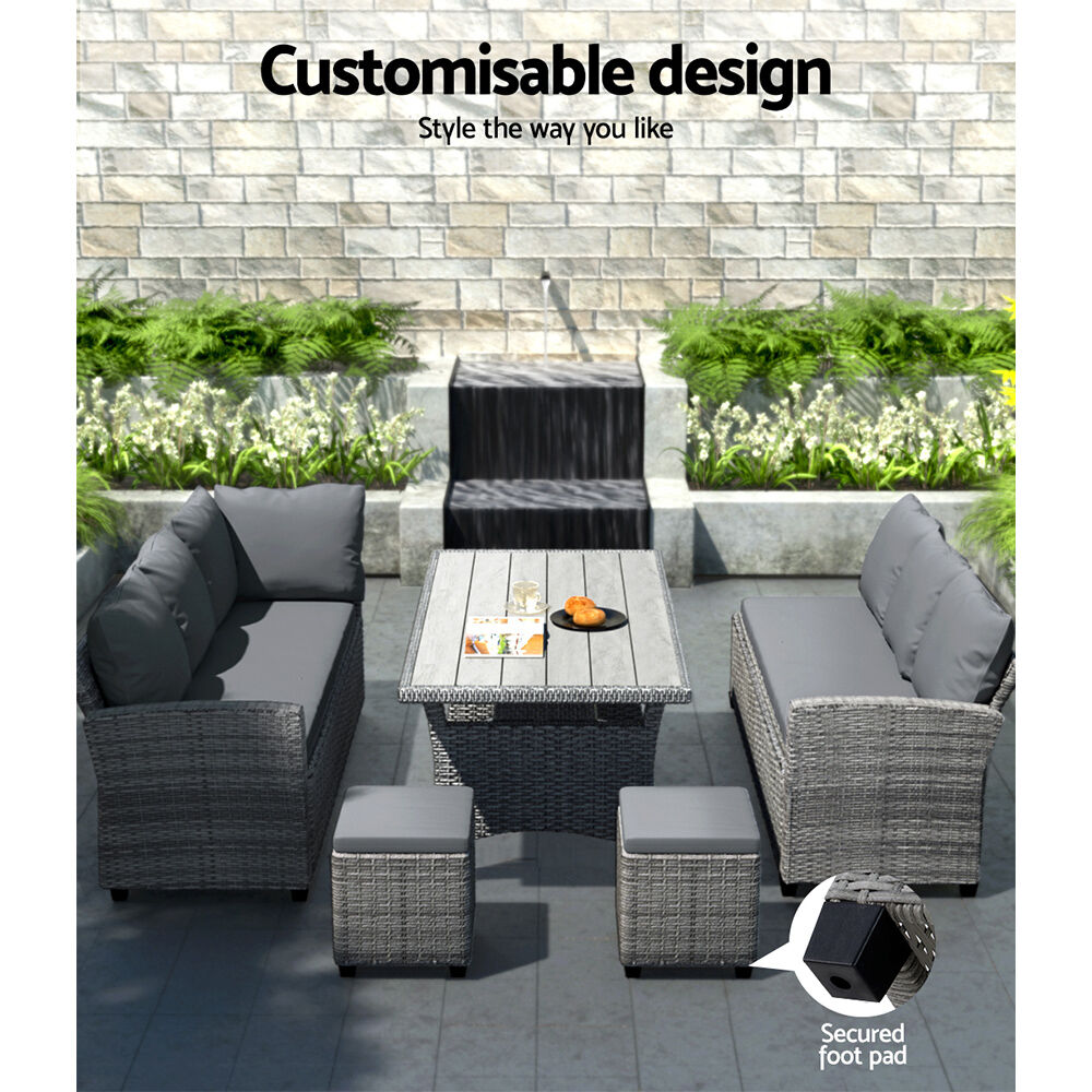 Gardeon Outdoor Dining Set Wicker Table Chairs Setting 8 Seater Price