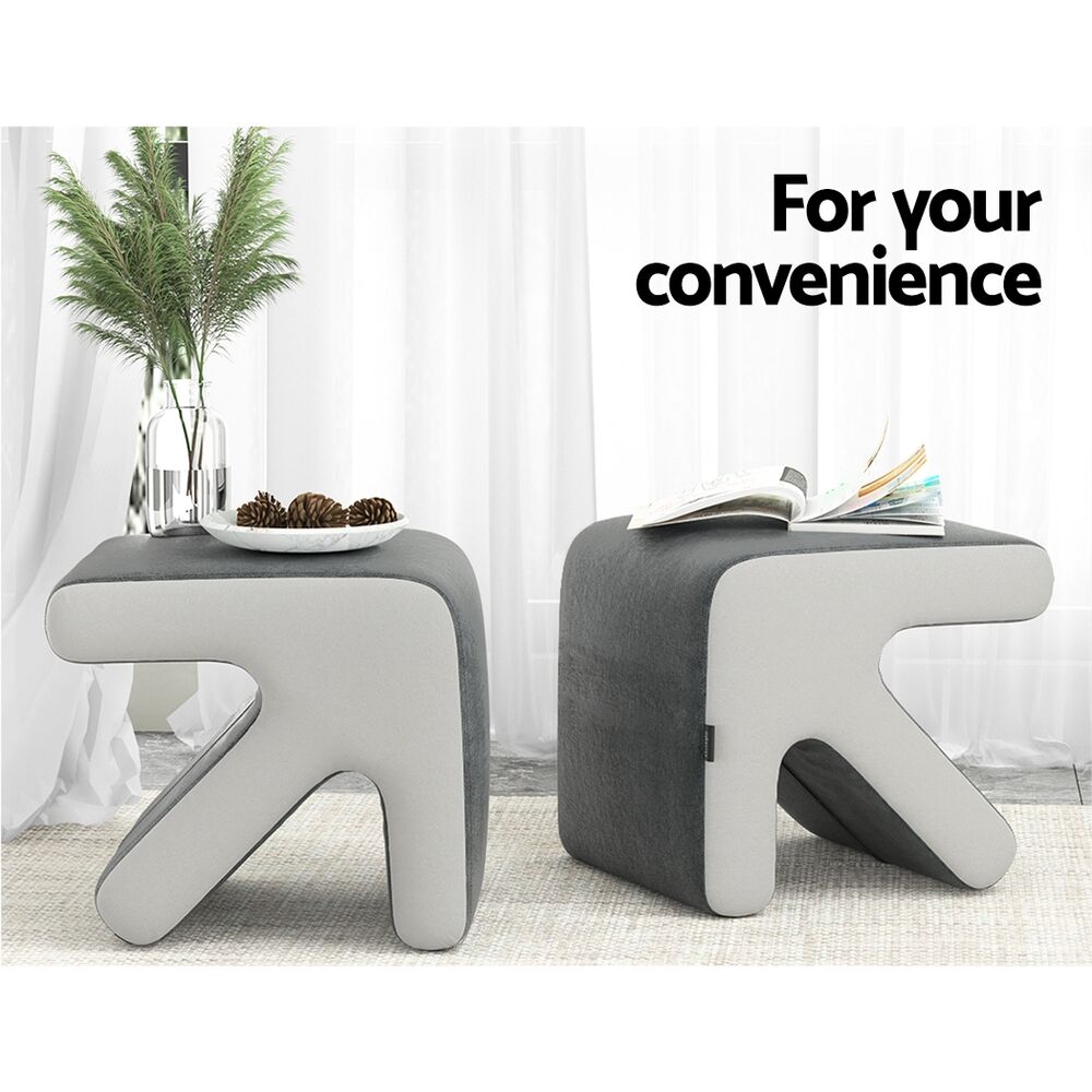 Ottoman Foot Stool Arrow Linen Grey Price