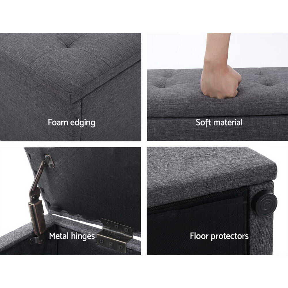 Artiss Storage Ottoman Blanket Box 140cm Linen Dark Grey Price