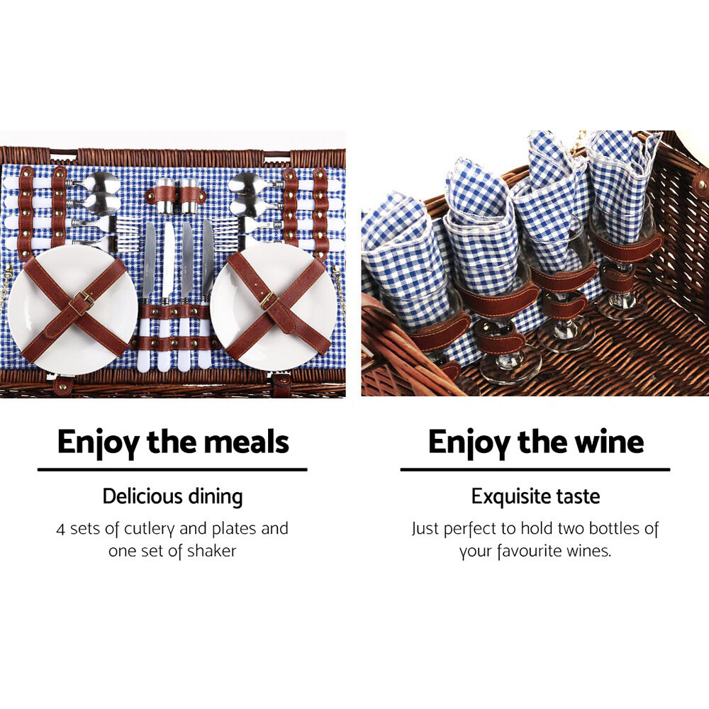 4 Person Picnic Basket Set Insulated Blanket Storage Bag Price