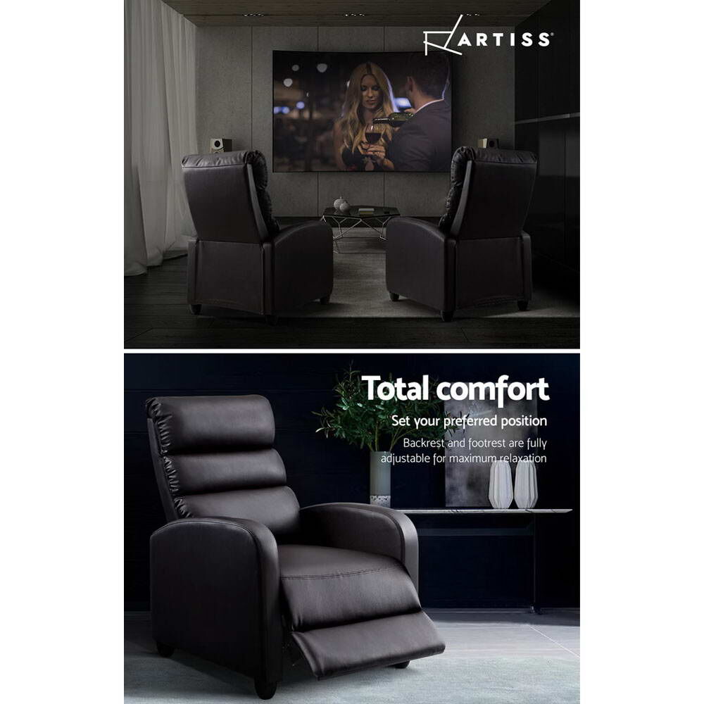 Artiss Recliner Armchair Brown Faux Leather Bolivia Price