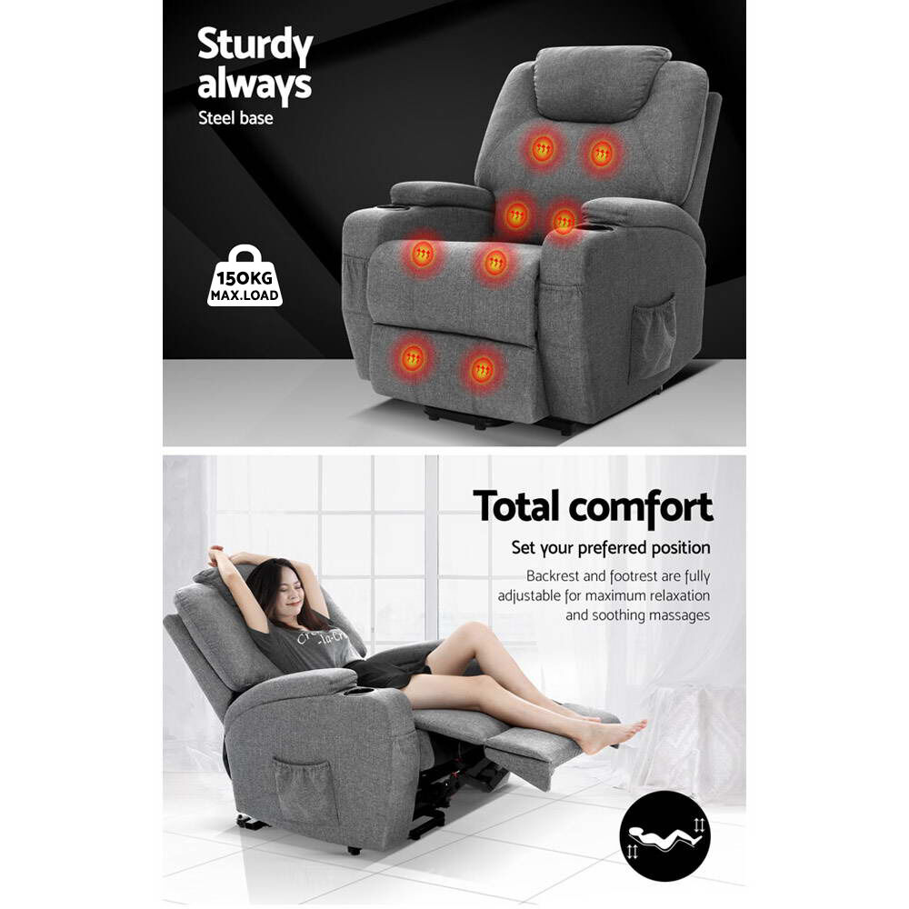 Artiss Recliner Chair Lift Assist Heated Massage Chair Velvet Milio Price