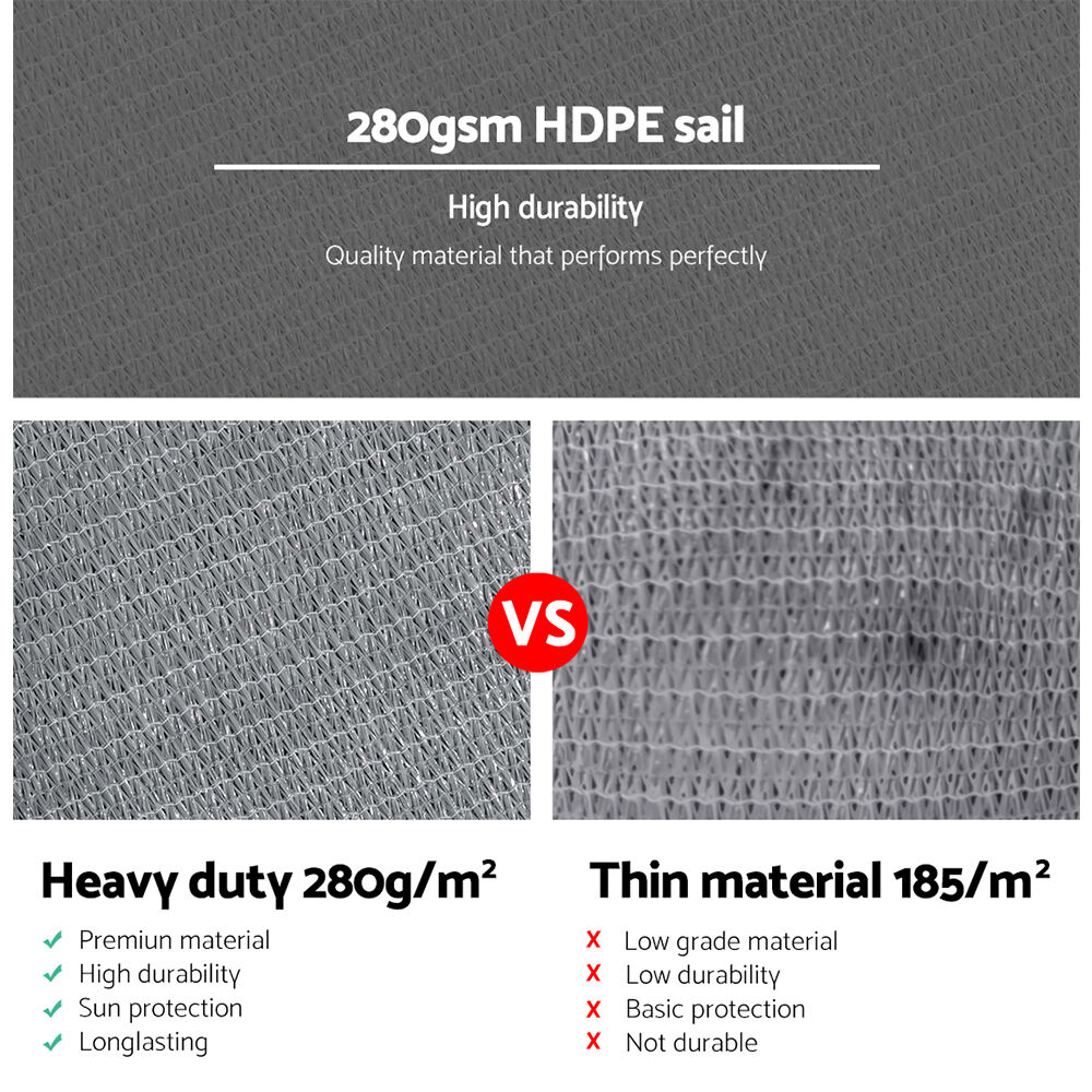 Shade Sail 5x5x5m Triangle 280GSM 98% Grey Shade Cloth Price