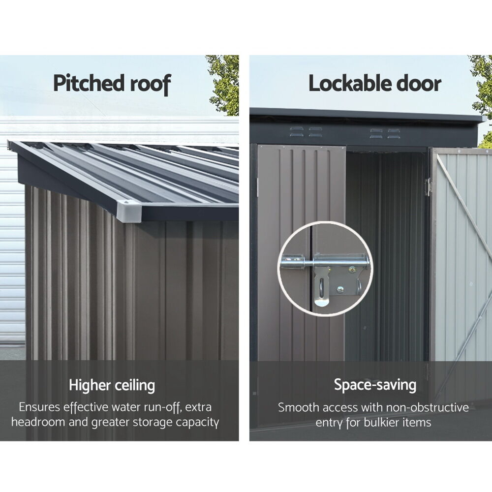 Garden Shed 1.95x1.31M Sheds Outdoor Storage Steel Workshop House Tool Double Door Price