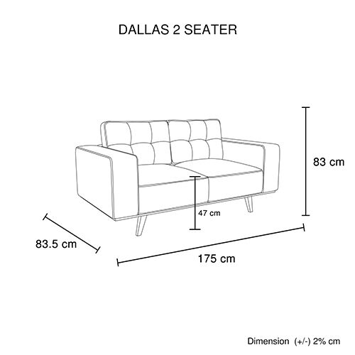 Dallas sofa Fabric 2 Seater Grey Price