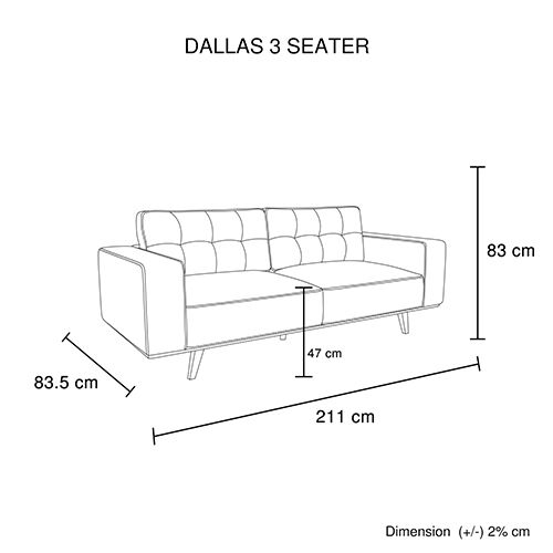 Dallas sofa Fabric 3 Seater Grey Price