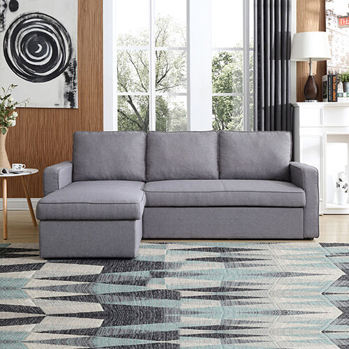 Haddam 2 Seater Sofa Bed with pull Out Storage Corner Chaise Lounge Set in Grey Price