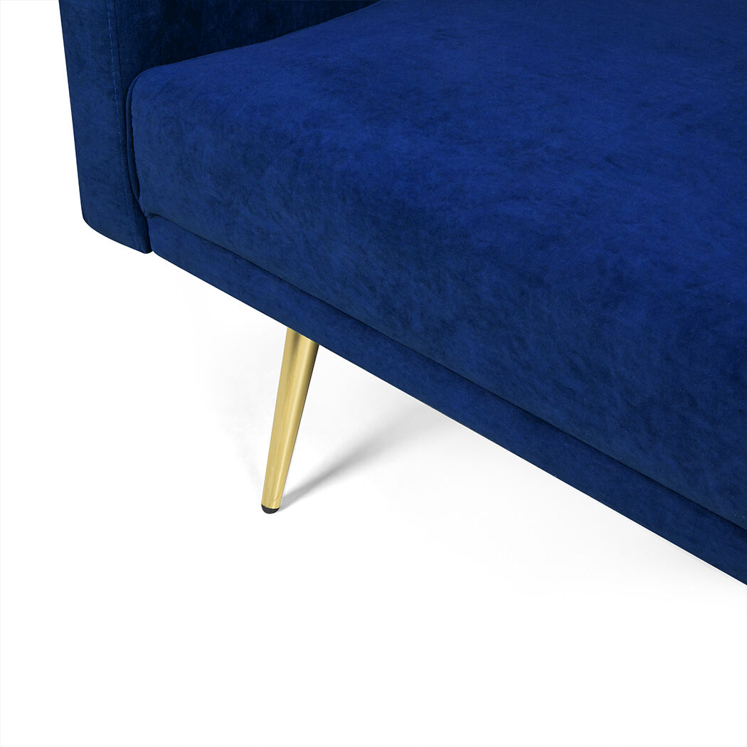 Sofa Bed Convertible Velvet Lounge Recliner Couch Sleeper 3 Seater Blue Price