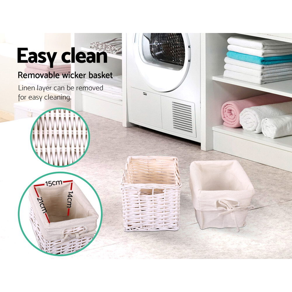 Bedside Table 1 Drawer with Basket Rustic White X2 Price