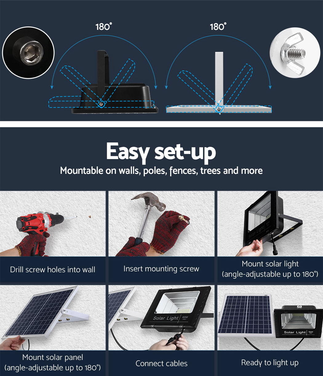 Leier 80 LED Solar Street Light 60W Flood Motion Sensor Remote Outdoor Wall Lamp Price